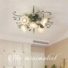 Vintage Pastoral Flush Mount Ceiling Lamp Flower Glass Shape Ceiling Lighting