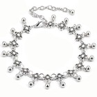 Womens Silver Plated Flower Dangle Bead Chain Beach Anklet Bracelet Adjusts D592