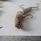 Fishing Lure Unknown 3     Wood Paint Striped  Jointed Minnow  Restore