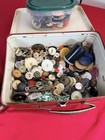 Vtg Sewing Buttons Bulk Estate Lot Glass Jar Metal Tin Mixed Colors Sizes Craft