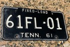 1961 Tennessee Fixed Load License Plate Road Crane Etc Chester Co Number 1  Tn