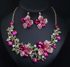Jewelry Set- Rose Jewelry Set - Colorful Necklace   Earrings  Rhinestone
