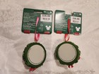 Set Of 2 Disney Parks Santa Mickey   Mrs Minnie Mouse Christmas Wreath Ornament