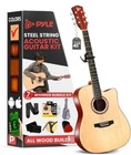 Pyle Full Size Acoustic Guitar Kit  Steel String  Dreadnought Cutaway  With Capo