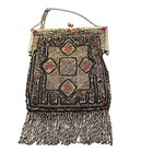 Antique Art Nouveau Edwardian French Cut Steel Micro Beaded Purse Jeweled Clasp