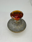 Amber Crystal Pounce Print Hand Mark Tool 4   Brass Rounded Bottom Antique 1800s