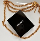 Authentic Chanel Gold Plated Triple Chain Belt  Textured Cc Logos  Vintage  Coa