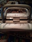 Vintage Double Handle Silver Square Handbag 60s Style Box Purse Vinyl Lined