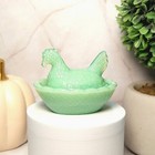 Jadeite Depression Style Glass Hen On Nest Chicken Salt Cellar Dish  Vtg Style