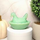 Vintage Hen On Nest Chicken Salt Cellar Dish  Jadeite Depression Style Glass