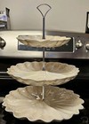 Vintage Maddux Of California Opalescent Cream   Silver 3 Tier Serving Tray Read