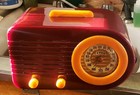 1945 Fada 1000  bullet  Catalin Radio In Maroon And Yellow  Beautiful Cosmetics