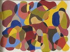 Mid Century Vintage California Abstract Organic Modern Art Composition Painting