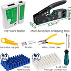 Rj45 Crimp Tool Pass Through Ethernet Crimper Kit Cat5e Cat6 Tester 50 Connector