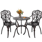 Outdoor Bistro Set Three Piece Patio Table Chairs Bronze Cast Aluminum Garden