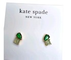 Kate Spade Green Glass Pendant Necklace Earrings Set Gold Tone Jewelry Gift   