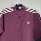 Adidas Cropped Windbreaker Track Jacket Women Medium Burgundy 1 4 Zip Stripe