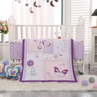 Mini Crib Bedding Set For Girls  3 Pieces Floral Butterfly Baby Girl Bedding    