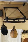 Antique Vintage    wooden Rim    Speedbag Frame With Leather Bag   Everlast Gloves