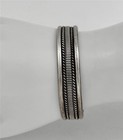 Vintage Native American Signed Tahe Sterling Rope Design Cuff Bracelet Medium