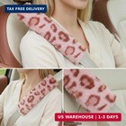 Leopard Print Seat Belt Cover Pad 2 Pcs Cute Plush Fluffy Fuzzy Seatbelt Covers