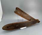 Antique Primitive Wood Straight Razor Trade Sign   Vtg Barbershop Shaving Decor