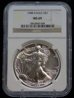 1988 American Silver Eagle Ngc Ms69 1oz  999 Fine Silver Coin Near Perfection 