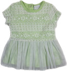Guess Baby 2 Pc Green Cotton Cap Sleeve Floral Lace Overlay Dress Set Sz 3-6 Mo
