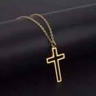 Stainless Steel Hollow Cross Pendant Silver And Gold Necklace Unisex Men Women