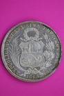 1868 Peru 1 Sol Silver Coin  900 Fine Guaranteed Authentic   Genuine 0790n