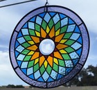 Mandala Rainbow 15  Inch  Stained Glass Tiffany Style Sign Panel Suncatcher