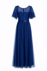 Blue Plus Size Sheer Sleeve Embroidered Bodice Formal Mother Of The Bride Dress