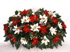 Xl Christmas Red And White Poinsettia With Gold Cemetery Headstone Saddle