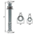 5 8  X 6  Wedge Anchor Bolt Fastener For Concrete Cement - Zinc-plated  4 