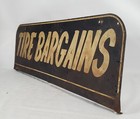 Tire Bargains Sign Double Sided Metal Memorabilia Garage Automotive Store Vtg