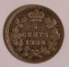 1888 Canada 5 Cent Silver Coin Km-2 Queen Victoria  15516