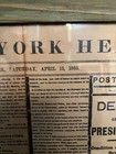 1865 New York Herald Newspaper Assassination Of Lincoln Reprint  with Frame 