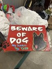 Handmade Beware Of Dog Red Wooden Wall Plaque With Dog Illustration