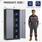Metal Storage Cabinet With Adjustable Shelves And Locking Doors For Home Garage