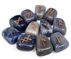 Blue Quartz Runes Set - Includes Bag  25 Futhark Runes    Instructions 