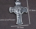 Catholic Faith Jesus Face Cross Pendant On 925 Sterling Silver Plated 22  Chain