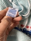 Vintage Knit Baby Sweather Blue Zip Back  Hooded Knit Baby Crest Train Stripe