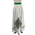 Vintage Christmas Tree Tie Back Apron Long White Old Fashioned Retro Festive