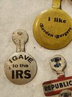 Lot Of 30 - Vintage Political Button Pins Including Foldover Pins Archie Bunker