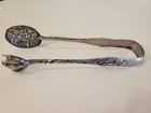Starr   Marcus Large Antique Sterling Silver Claw Pierced Ice Serving Tongs