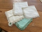 Four Fabulous Vintage Hand Tatted Linen Weddinghandkerchief Hankies 3 White