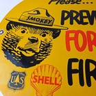 Vintage Shell Gasoline Sign - Smokey Bear Forest Service Gas Porcelain Sign