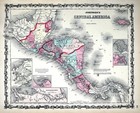 1860 Johnson Map Central America Costa Rica Guatemala Nicaragua Panama Honduras