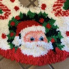 Christmas Tree Santa Claus 36    Latch Hook Tree Skirt 1970s Vintage Mcm Decor