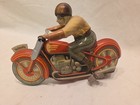 Vint Technofix 1950 s Tin Wind Up Motorcycle  4 Us Zone Germany G e  258 Working